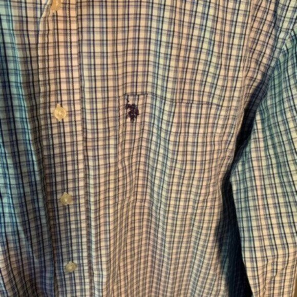 U.S. Polo Assn. Button Down Plaid Shirt Blue - Picture 5 of 9